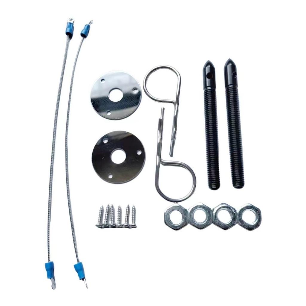 Universal Racing Stainless Steel Mount Hood Pin Plate Bonnet Lock Kit Car Hood Engine Bonnets Lock