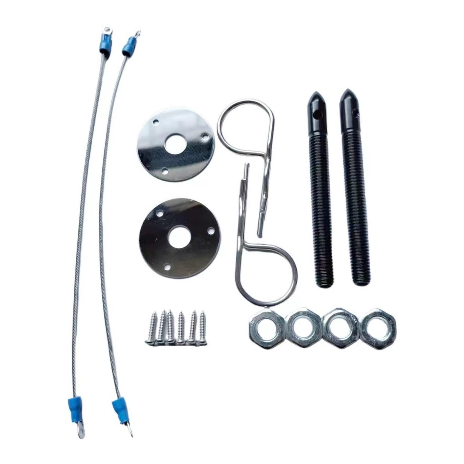 

Universal Racing Stainless Steel Mount Hood Pin Plate Bonnet Lock Kit Car Hood Engine Bonnets Lock One Size
