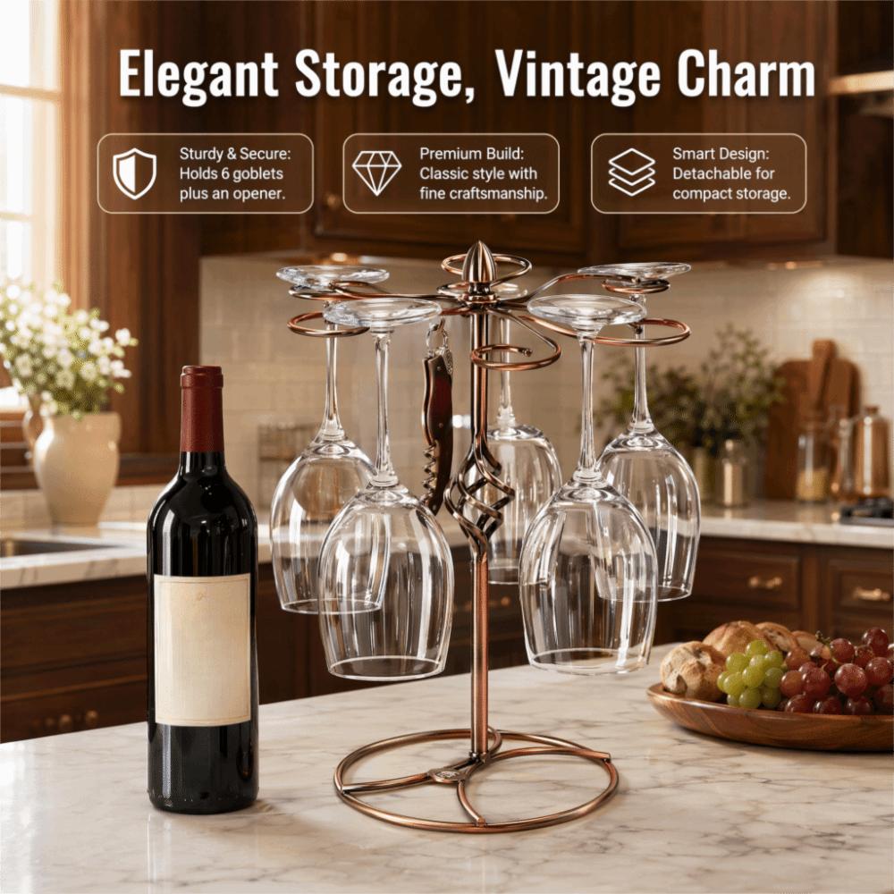 Metal Wine Glass Shelf Detachable Design Stemware Rack Retro Cup Rack  Home