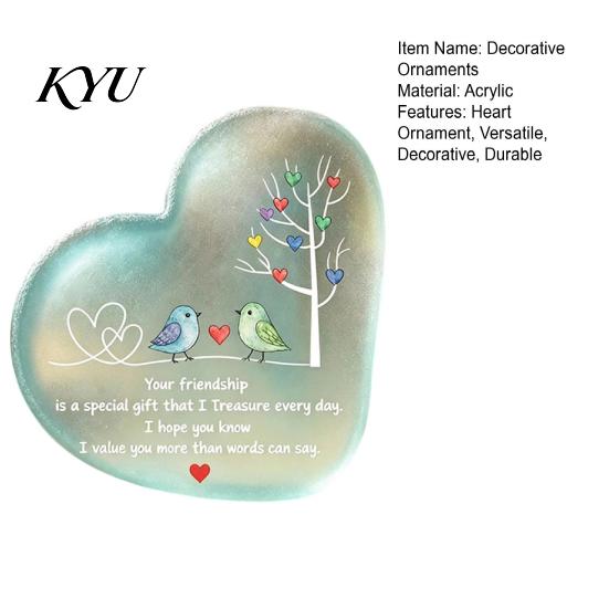 Thoughtful Gratitude Gifts Heart Ornament with Heartwarming Message, Best Friend Decorative Ornaments for Car Keepsake, Acrylic Desk Decoration Women