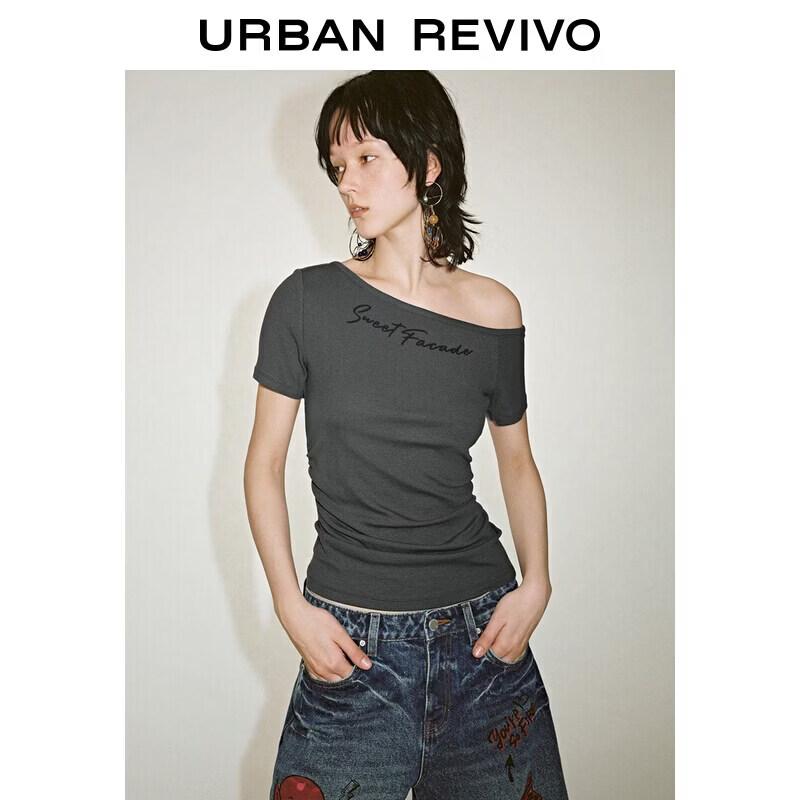 UR2026 Women s One-Shoulder Textured Short T-Shirt M