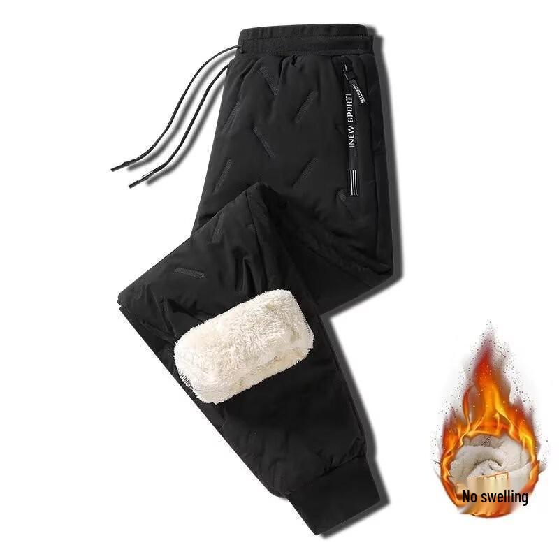 Men s Winter Lambswool Pants: Thick, Casual, Loose Fit, Plus-Size, Cotton-Enhanced Warmth XL