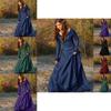 Elegant Women's Medieval Dress With Long Sleeves For Gothic Halloween Cosplay Events