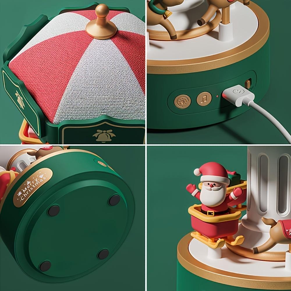 Dönen Atlıkarınca LED Gece Lambalı Noel Baba Müzik Kutusu, USB Güçlü Döndürücü, Sevgililer Günü Hediyesi Noel Ağacı İçin, Işıklı Noel Süsleri