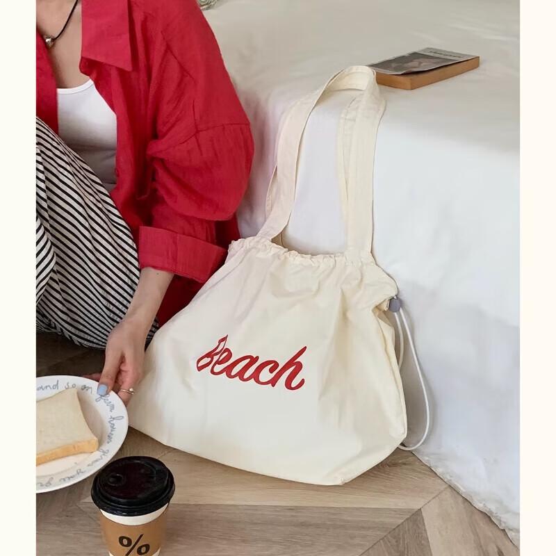 Sweet Japanese Style Large Capacity Drawstring Canvas Tote Bag