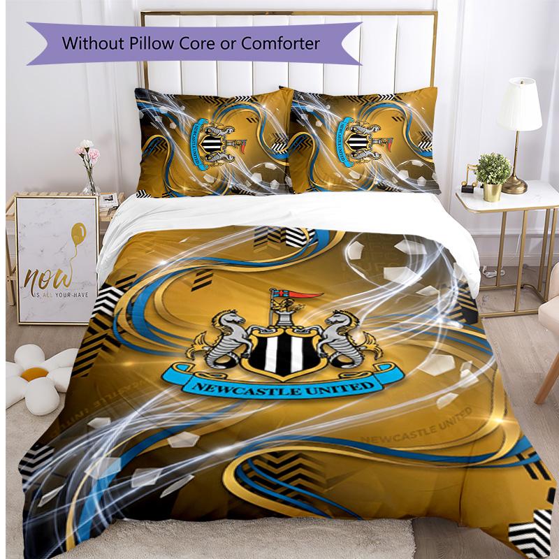 Newcastle United Football Printed 3 Pieces Bedding Set, Comfortable Skin Friendly Bedroom Duvet Cover Set
