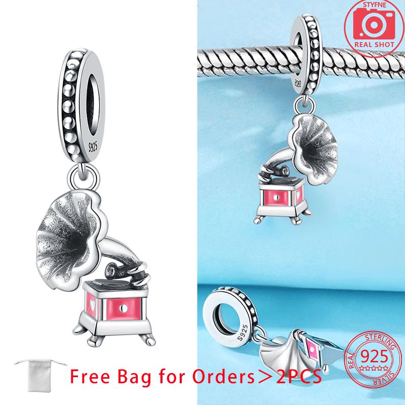 Music Series Guitar Earphone Note Tape Zircon Original Copper Charms Beads Pendant Fit Bracelet Women Diy Jewelry Gifts