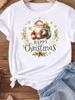 (Asian Size) lovely happy new year Women's Top T Tee merry Christmas festival O-neck Clothing  Print Fashion ladies Graphic T-shirts