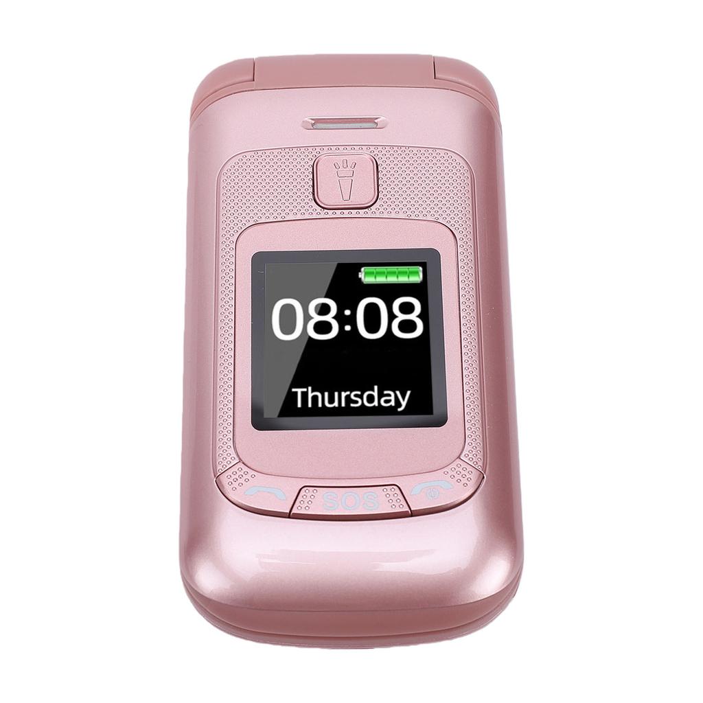 Flip Phone Unlocked GSM 2G Cell Phone with Dual SIM Slots 2.4 Inch + 1.4 Inch Color Screen Large Keys Loud Speaker US
