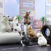 6Pcs Threatening Cat Figurine PVC Cartoon Social Kitten Statue Animal Sculpture Home Office Desktop Bookshelf Decoration Ornament