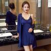 Spring and Autumn New Pajamas Female Sexy with Chest Pad Silk Thin Temptation Suspender Nightgown Two-piece Set