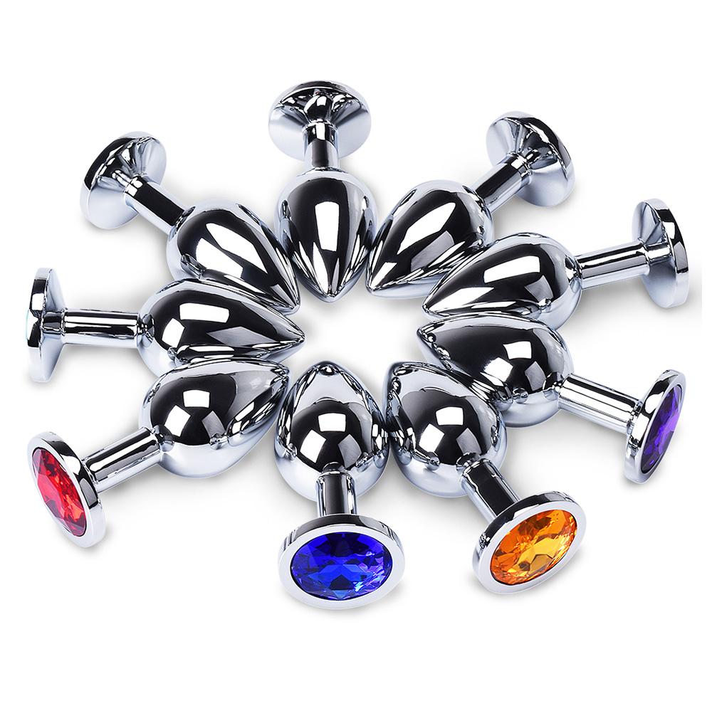 Stainless Steel Anal Plug Anus Plug Anal Bead Adults Sex Toys Metal Butt Plug With Jewelry Colorful Crystal For Women Adult Game