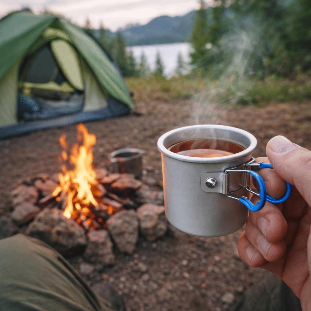 Teetasse Rostfrei Faltbar Campingbecher 150 ML Sturzsicher Aluminiumlegierung Tasse Wiederverwendbar Mini-Becher Rucksacktouren