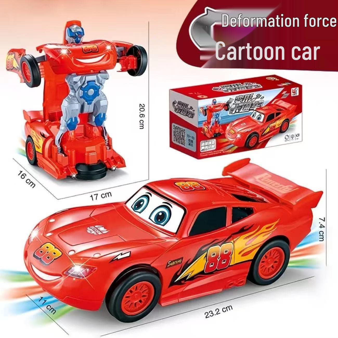 

All-Electric Transforming Police Car Robot Toy with Lights, Music, and Rotating Action for Kids. No Battery