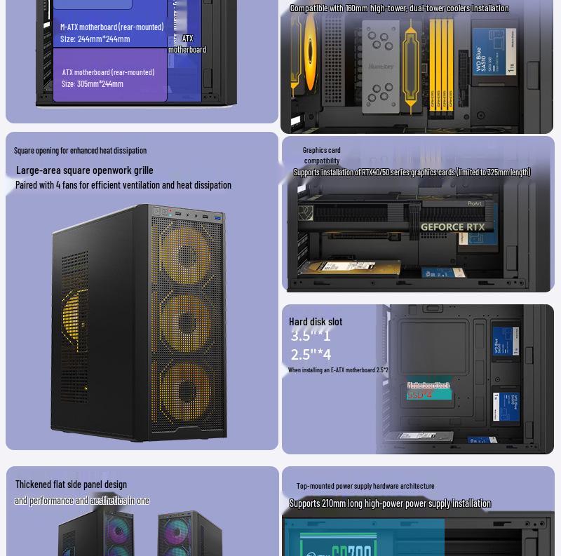 E-ATX Gaming Desktop Case with 360 Water Cooling Support