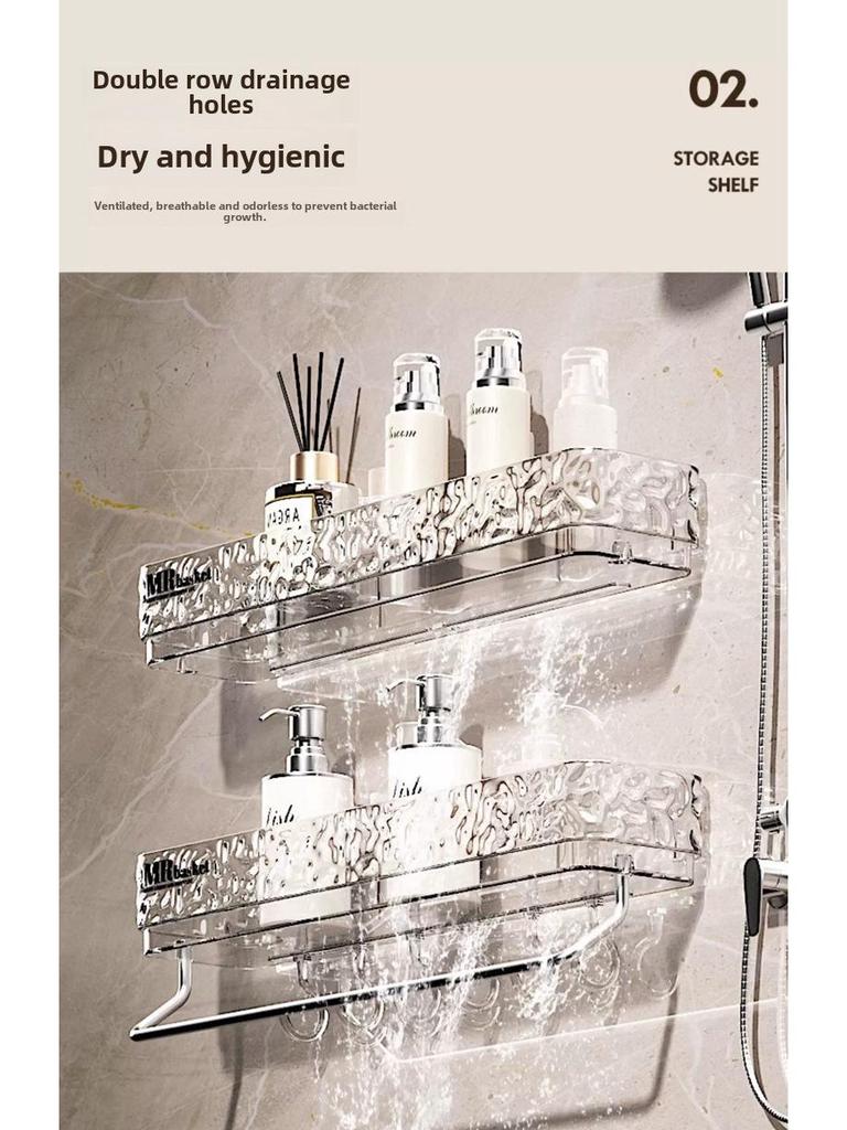 Punch-Free Wall-Mounted Bathroom Storage Rack for Toilets and Washbasins