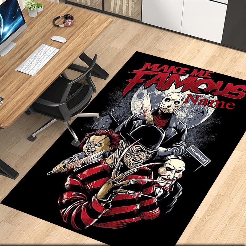 Custom Name Halloween horror Printed Carpet, for Office Chair Living Room Bedroom Kitchen Room Decor Gifts.