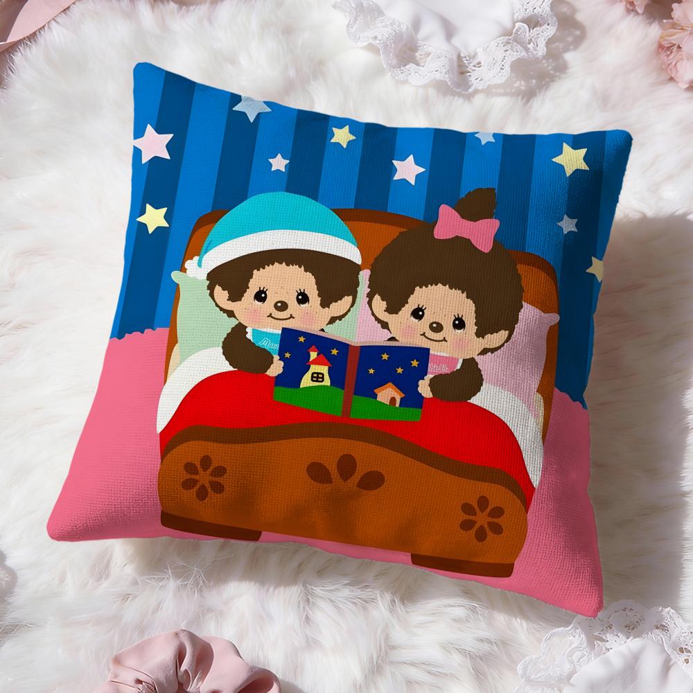 Tecknad M-Monchhichi Kuddfodral Premium Komfort Vändbart Kuddfodral - Två i Ett Design för Alla Rum & Bilinteriör