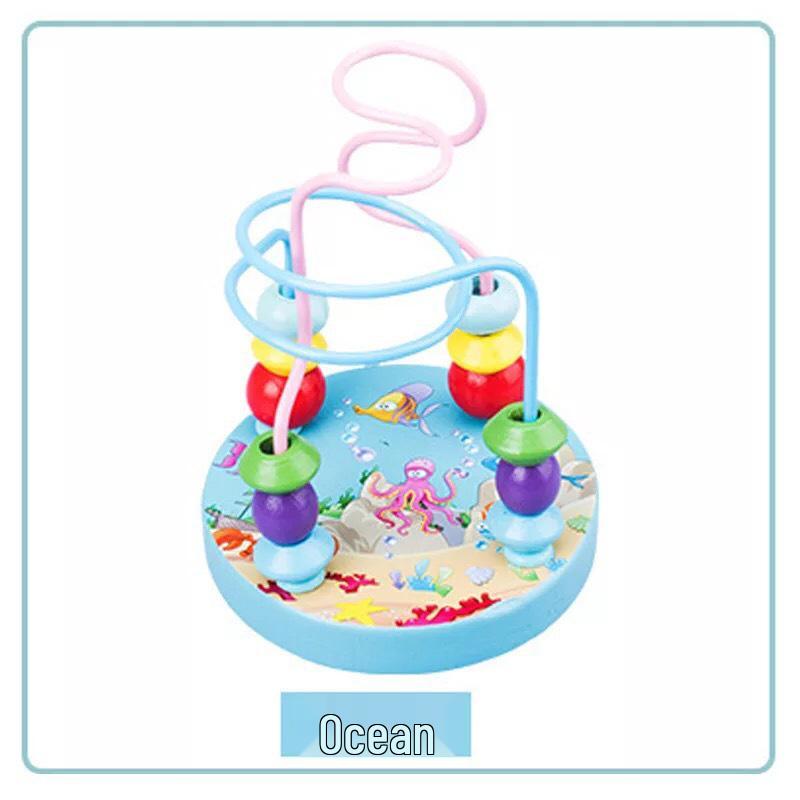 Children's Wooden Toy Set: Eight-Tone Piano, Bead Rainbow Tower, Puzzle Column, Twisting Worm