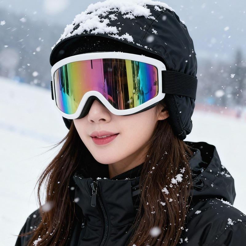 Winter ski goggles for men and women, suitable for those with prescription glasses, large frame with straps, windproof outdoor goggles for cycling