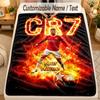Flannel BlanketCristiano Ronaldo Custom Name Text Personalized Soft Warm Throw Blanket Home Decor Gift