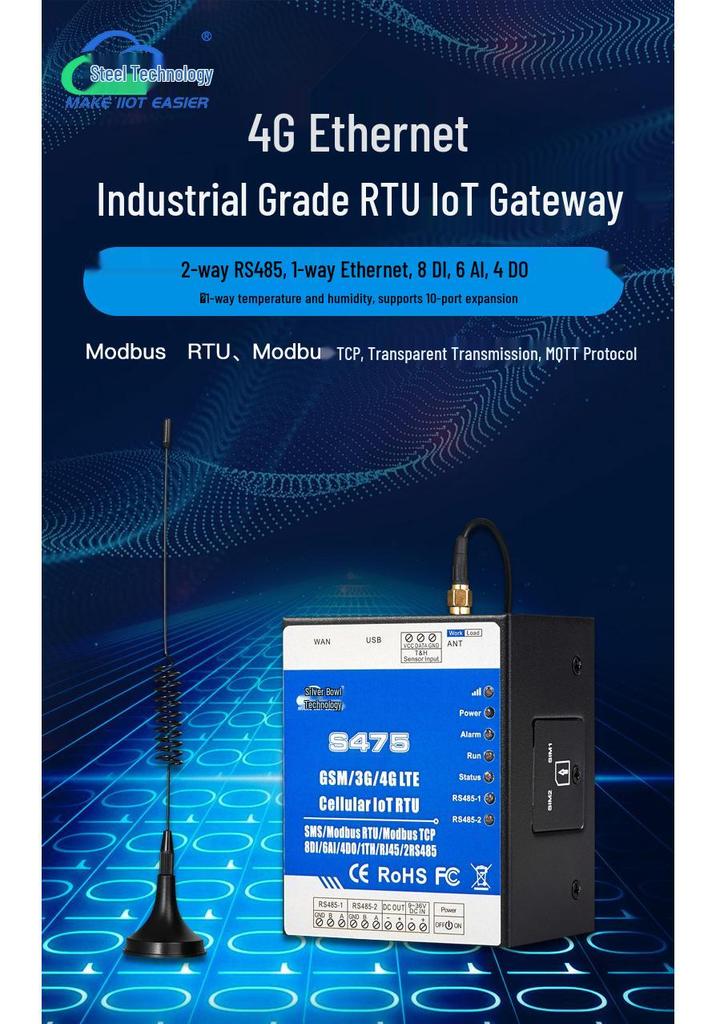 4G IoT Gateway: Multi-Functional RTU for Remote PLC Data Acquisition, MODBUS to MQTT.