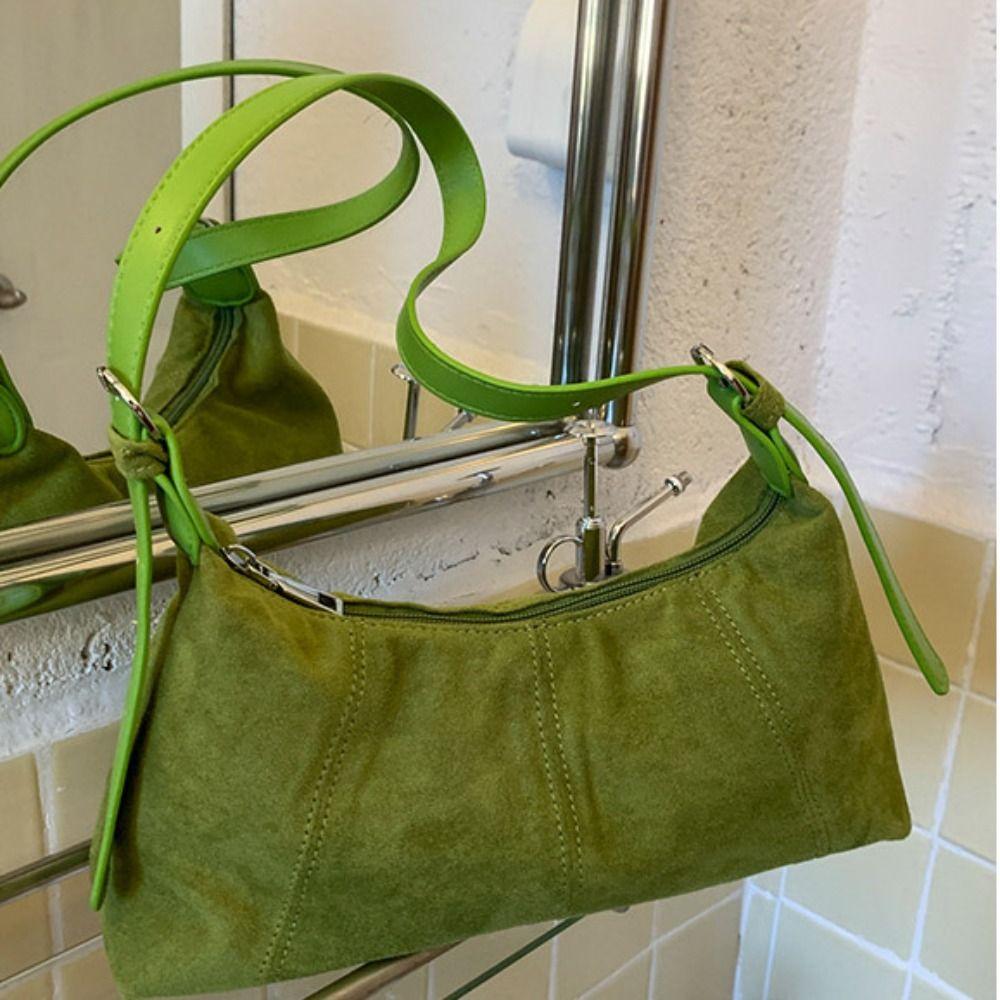 Large Capacity Slouchy Hobo Bags Shoulder Bag Solid Color Tote Bag Suede Pillow Handbag  Summer