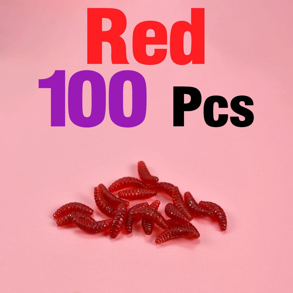100Pcs Bass Fishing Worms Lures,Silicone Soft Maggot Baits Bread Worm Fishing Lure 5 Colors