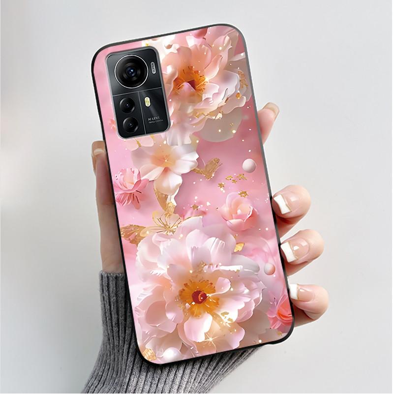 Für ZTE Blade A72S A7050 Hülle Für ZTE Blade V41 Smart Cover Luxus Mode Schmetterling Blume Silikon Weich Schwarz TPU Stoßfänger Schale