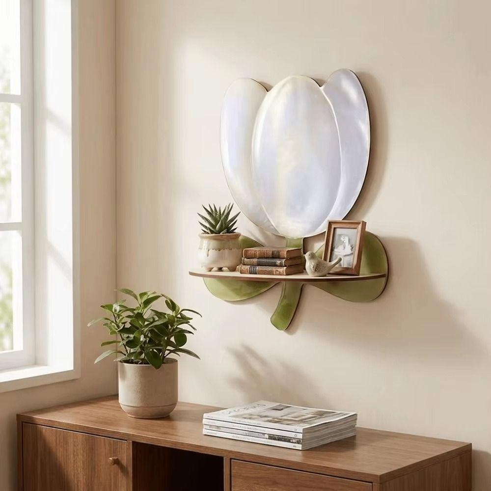 Wood Flower Wall Shelf Flower Shape Decorative Wall Shelf Gifts Display Rack  Room Decoration