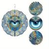 Eye Themed Metal Wind Spinner Outdoor Garden Decor Blue and Golden Circular Design Indoor Hanging Ornament No Power Needed for All Seasons