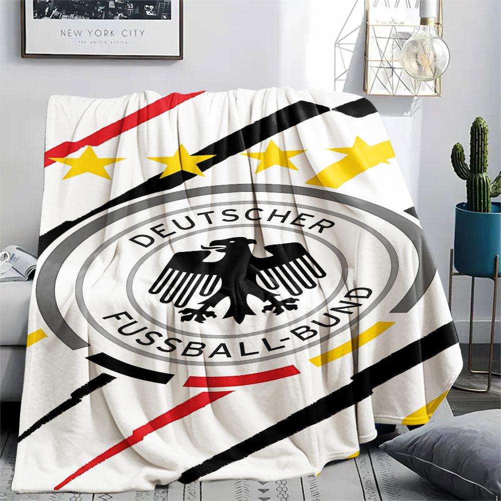 1PC Germany National Football Team Patterned Flannel Blanket Suitable For All Seasons for Home Decor Warmth and Comfort Gifts Holiday Present