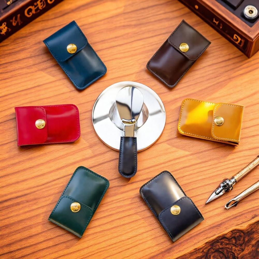 Leather Bag Elderly Person Folding Shoehorn PU Handle Portable Shoe Lifter Tool Travel