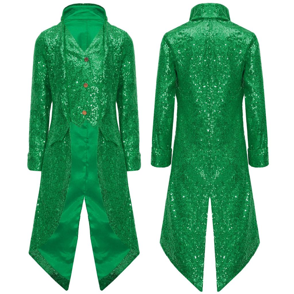 Chlapecký steampunkový frak gotický viktoriánský dlouhý kabát flitry bunda středověký halloweenský kostým frock coat outfit