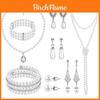 European Retro Fashion Necklace And Earrings Set With Geometric Pearl Chain For Women