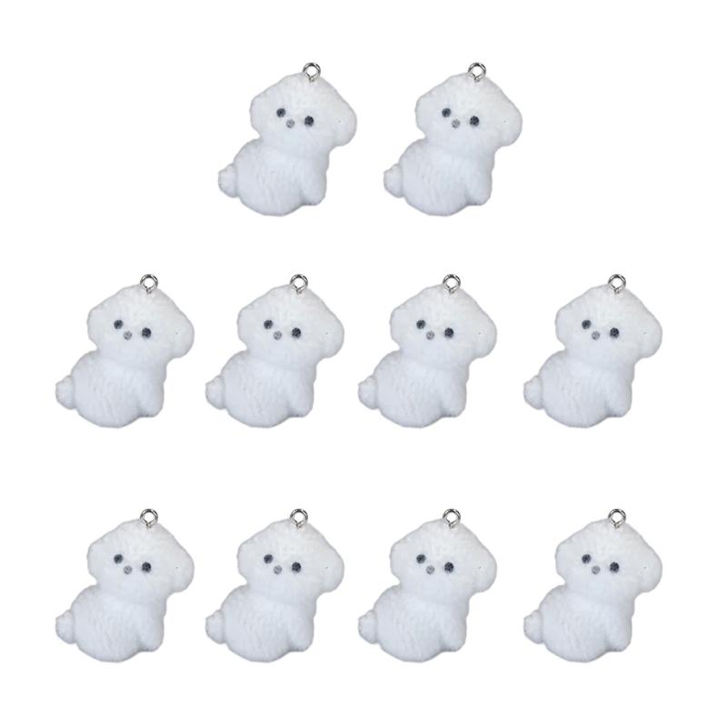 

Милый флокированный смоляной кулон в виде щенка, смоляной флокированный шарм в виде щенка для креативных ювелирных проектов и изящных аксессуаров