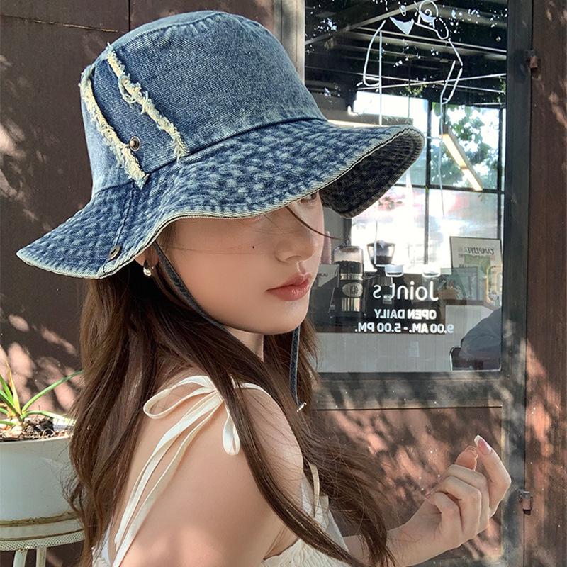 Breathable Denim Fisherman Hat -Bucket Hat Women Men Adjustable Cowboy Style Sun Cap for Spring/Summer | Trendy Unisex Beach Hat