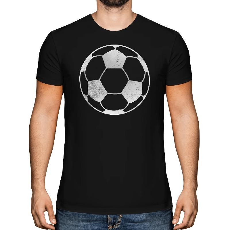 

FOOTBALL DISTRESSED PRINT MENS TSHIRT VINTAGE STYLE DESIGN TOP SOCCER GIFT Same Style for Men Summer Short-sleeved Printed T-shirt S чёрный