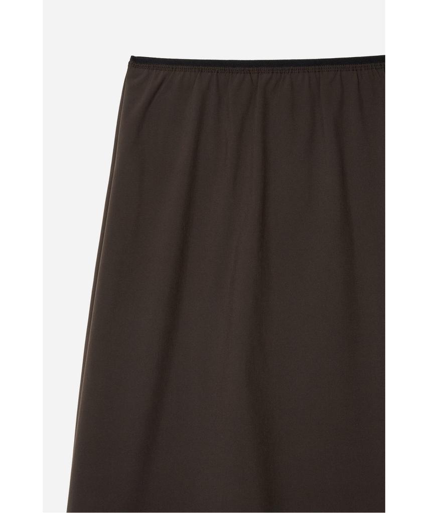 Jaa [Jaah] Elastic Waist Long Skirt Dark Brown