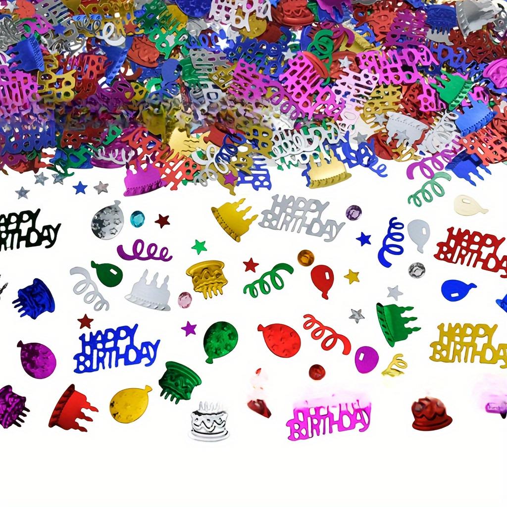 1Set 1200pcs Happy Birthday Confetti - Metallic Foil Balloon&Table Scatter Decorations for Birthday Parties, Festive Table Decor