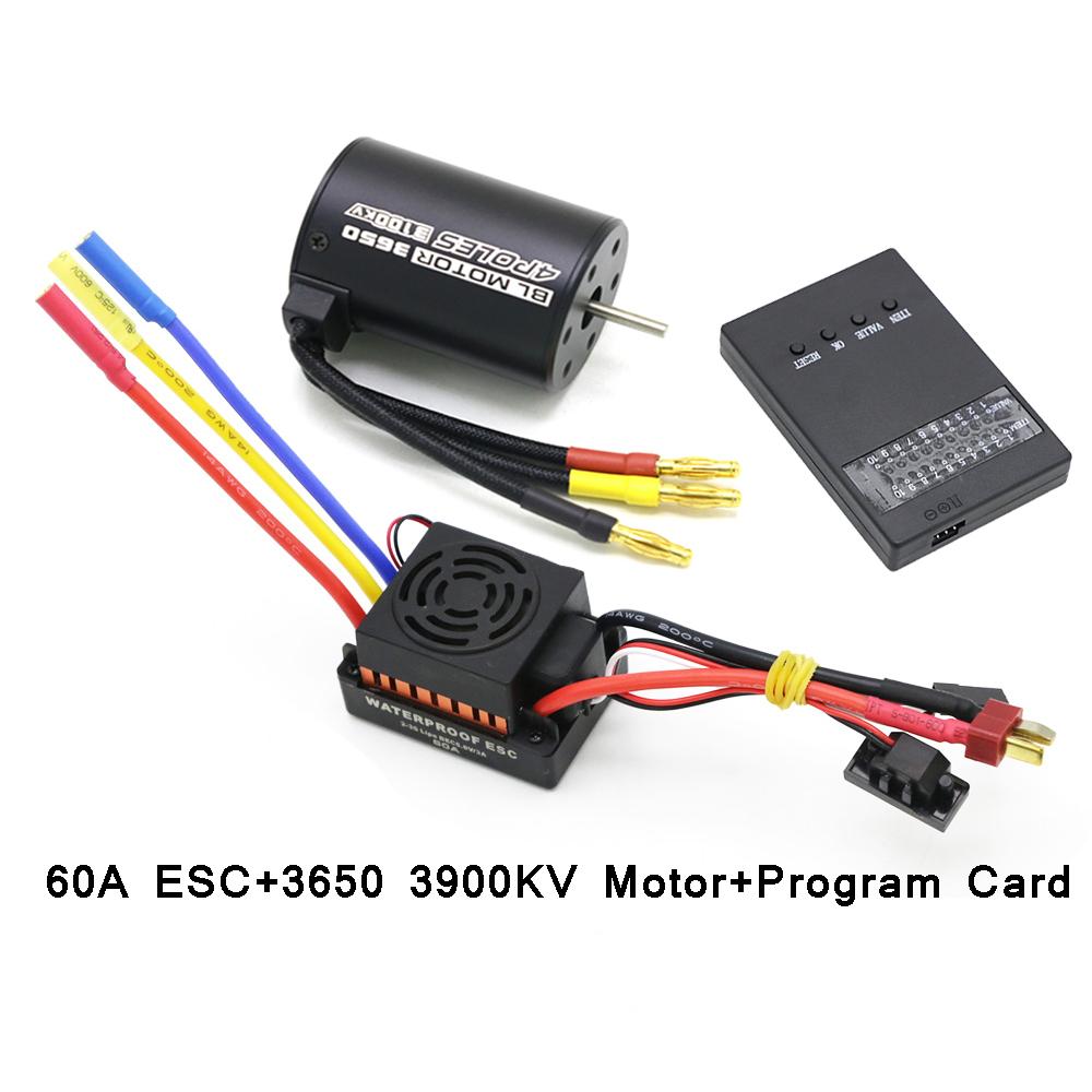 Motor RC Impermeabil 3650 3100KV 3900KV 4300KV KV5200 Motor Fără Perii cu Placă de Programare ESC 60A Combo pentru Mașină Camion Jucărie RC 1/10