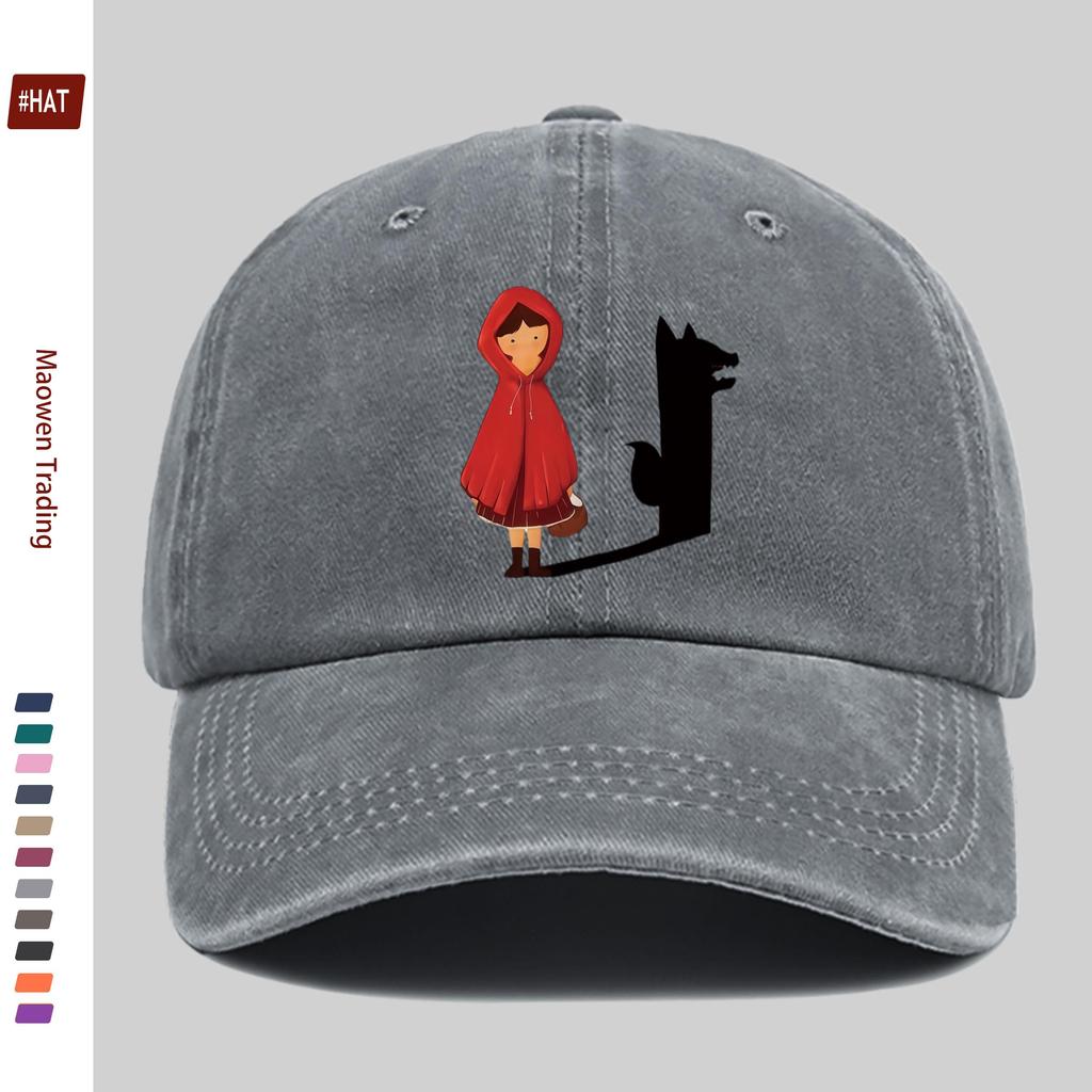 Pc Cartoon Wolf Silhouette Print Baseball Cap with Cartoon Character Print Design Sun Hat Party Decoration Hat Comfortable Ligh