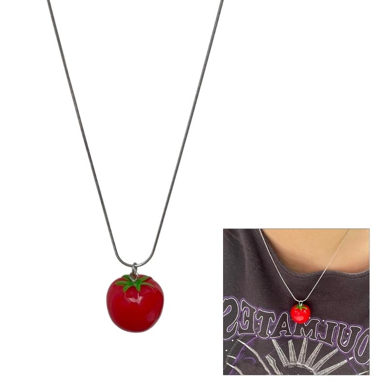 Multifuntional Tomato Shape Necklace Detailed Pendant Necklace Everyday Accessory Suitable for Casual or Party Wear