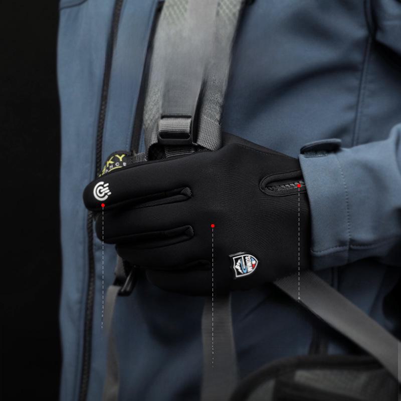 Men's Winter Cycling Gloves - Windproof, Waterproof, Touchscreen, Zipper, Plus Velvet Ski Gloves (DB24)