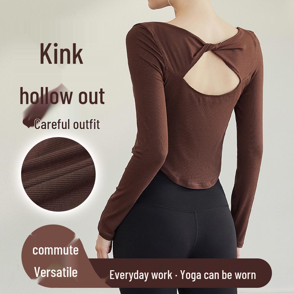 

Women s Cross-Back Hollowed Long-Sleeve Yoga Top XL