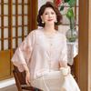 Chinese-Style Lightweight Chiffon Top for Middle-Aged Women (40-60) - Summer Shirt