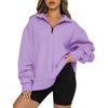 New Winter Women's Sweatshirt Plus Velvet Top Loose Solid Color Pocketless Sweatshirt