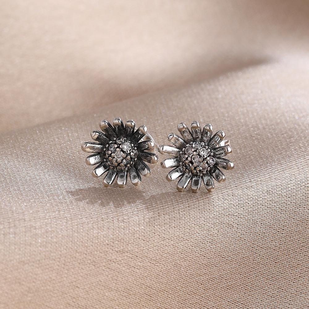 925 Sterling Silver Stud Earrings Set Circle/Zircon/Pearl/Daisy/Teardrop/Soccer Design Multi-Style Vintage Jewelry for Women