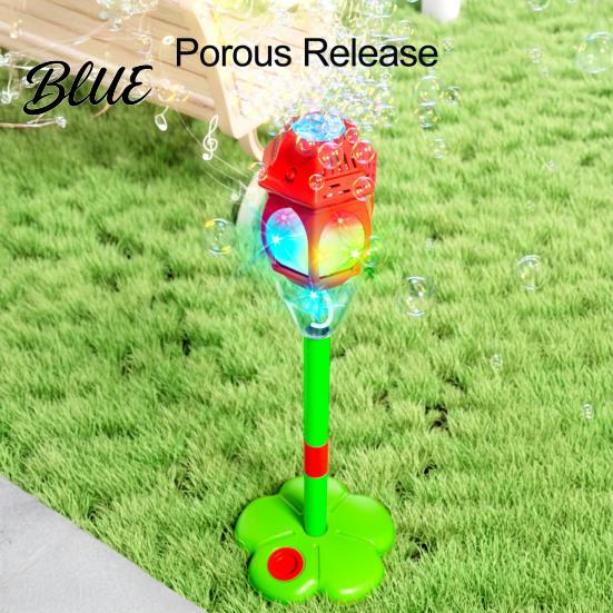 Spring Summer Party Bubbles Automatic Bubble Machine for Kids Blower with Lights And Music Adjustable Height 17-38 Stand Inches Vertical Tower
