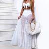 Trendy See-Through Mesh Maxi Skirt Sexy Polka Dot Beach Bikini Cover-up Flowy Soft Long Tulle Skirt Summer